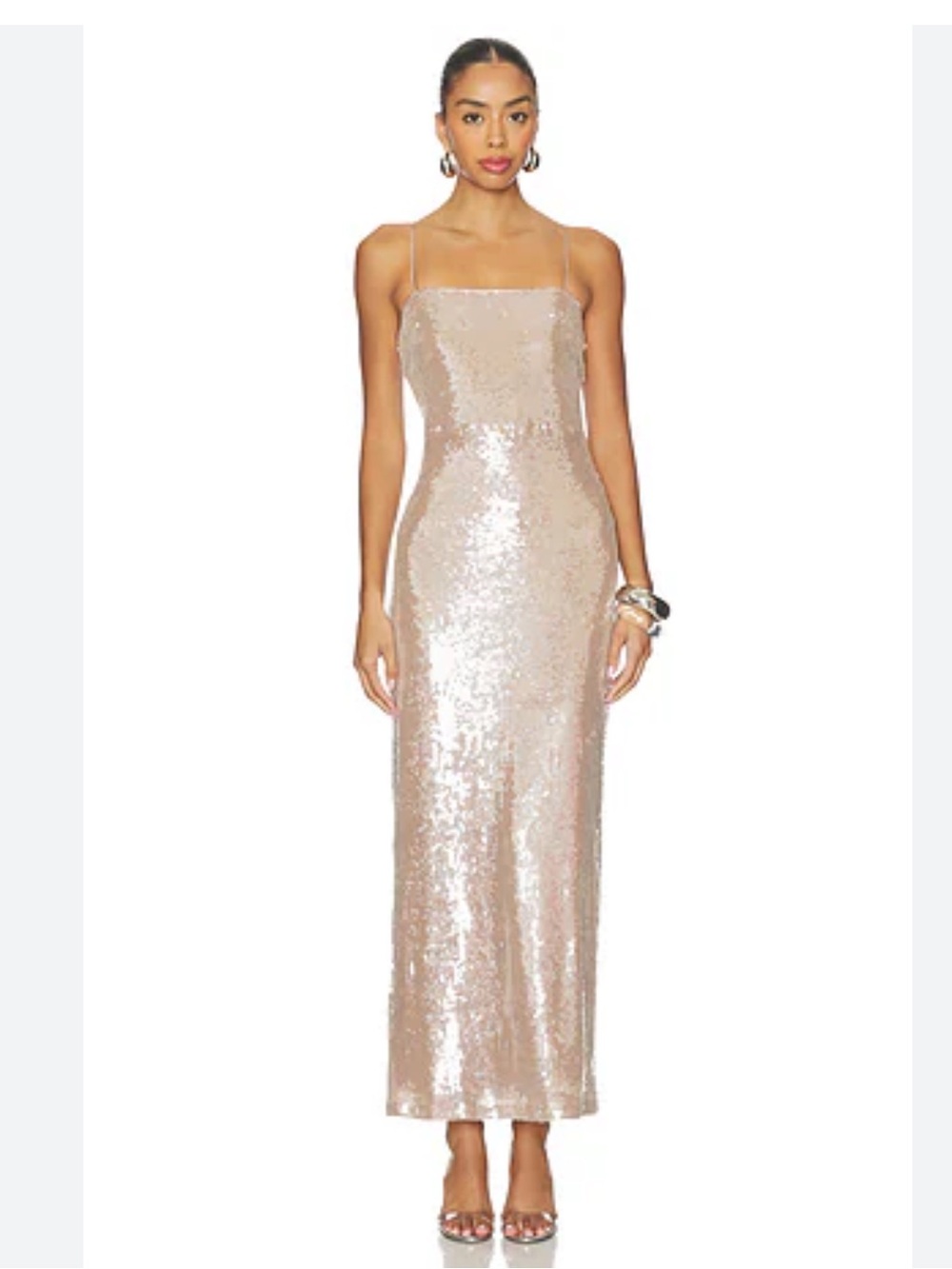 Sequin Slip Maxi Dress in Champagne - Picture 3 of 12